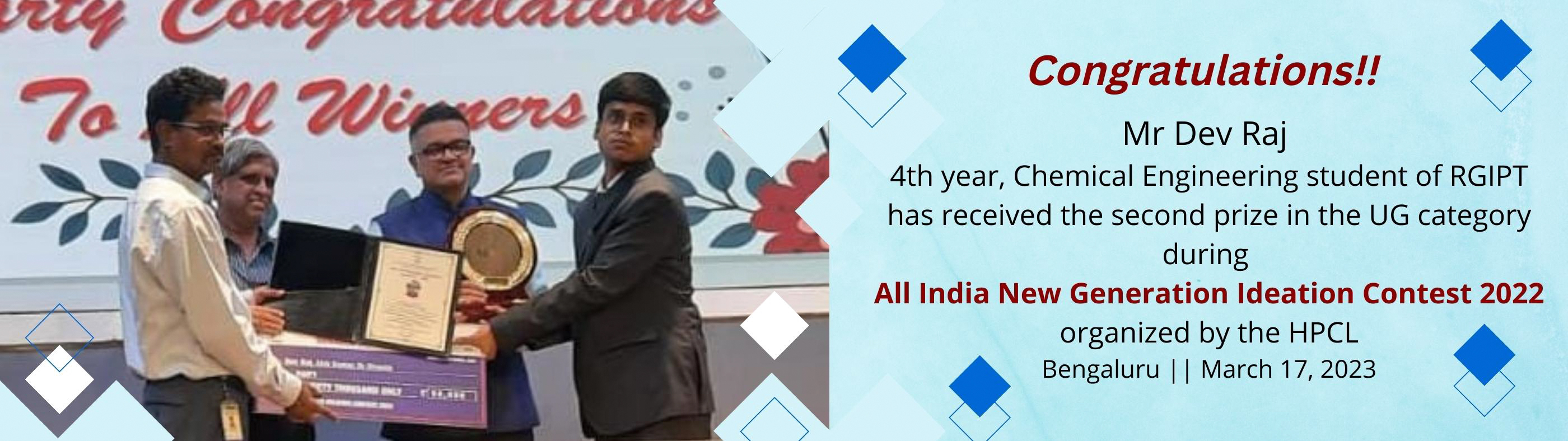 KUDOS to Dev Raj || Department wishes you even more success in future !