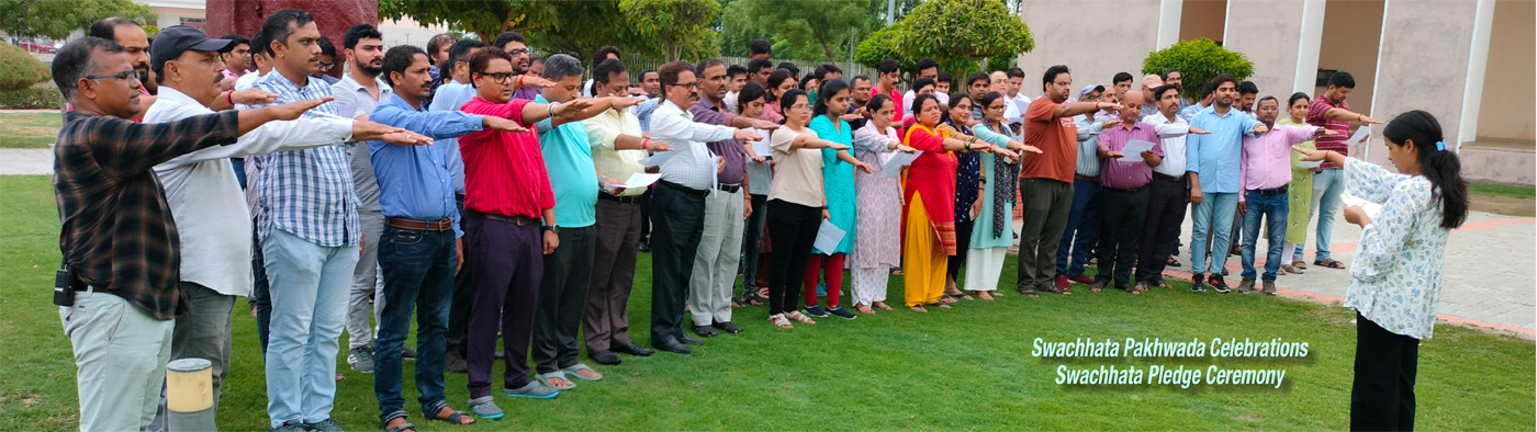 Faculty, Staff and Students taking Swachhata Pledge on the very first day (July 01) of Swachhata Pakhwada Celebrations on the lawns of RGIPT || July 01, 2024