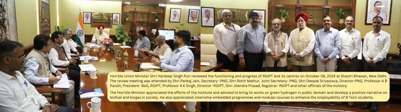 Hon’ble Union Minister Shri Hardeep Singh Puri reviewed the functioning and progress of RGIPT and its centers || October 08, 2024