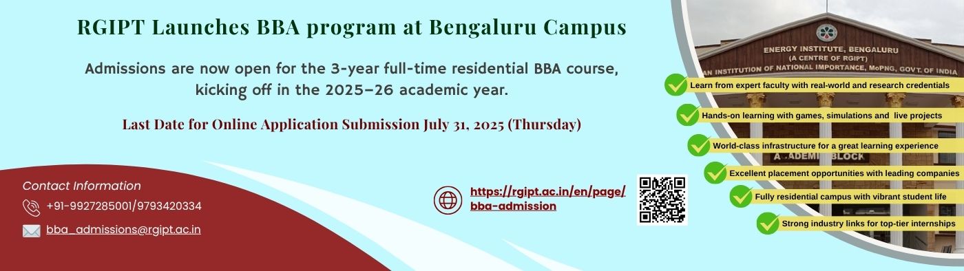 RGIPT Launches BBA program at Bengaluru Campus from Academic Session 2025-26