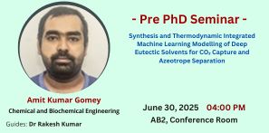 Pre PhD Seminar of Amit Kumar Gomey