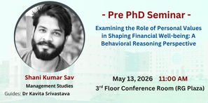 Pre-PhD Seminar of Mr Shani Kumar Sav